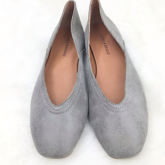 Lucky Brand ALBA Titanium Gray Leather Slip On Ballet Flats  New without Box - Picture 5 of 16